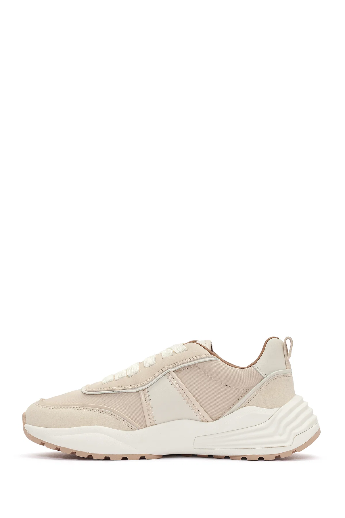 ACBC x DERİMOD Kadın Bej Kalın Tabanlı Bağcıklı Kumaş Sneaker - Image 2