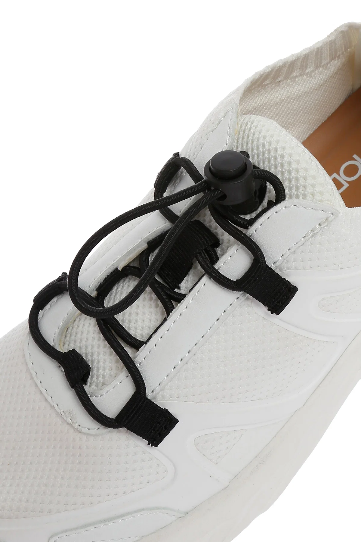 ACBC x DERİMOD Kadın Beyaz Bağcıklı Kalın Tabanlı Kumaş Sneaker - Image 9