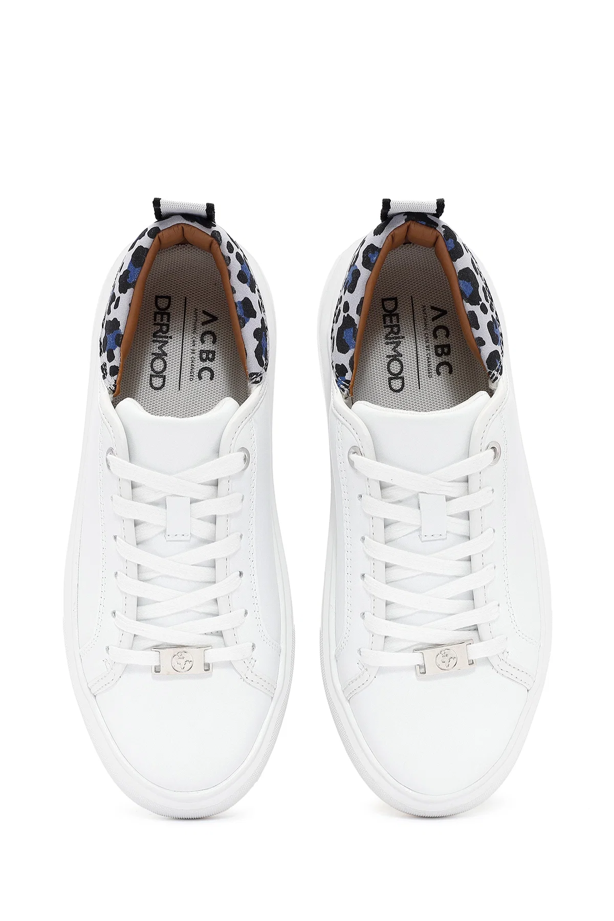 ACBC x Derimod Kadın Beyaz Bağcıklı Leopar Detaylı Sneaker - Image 7