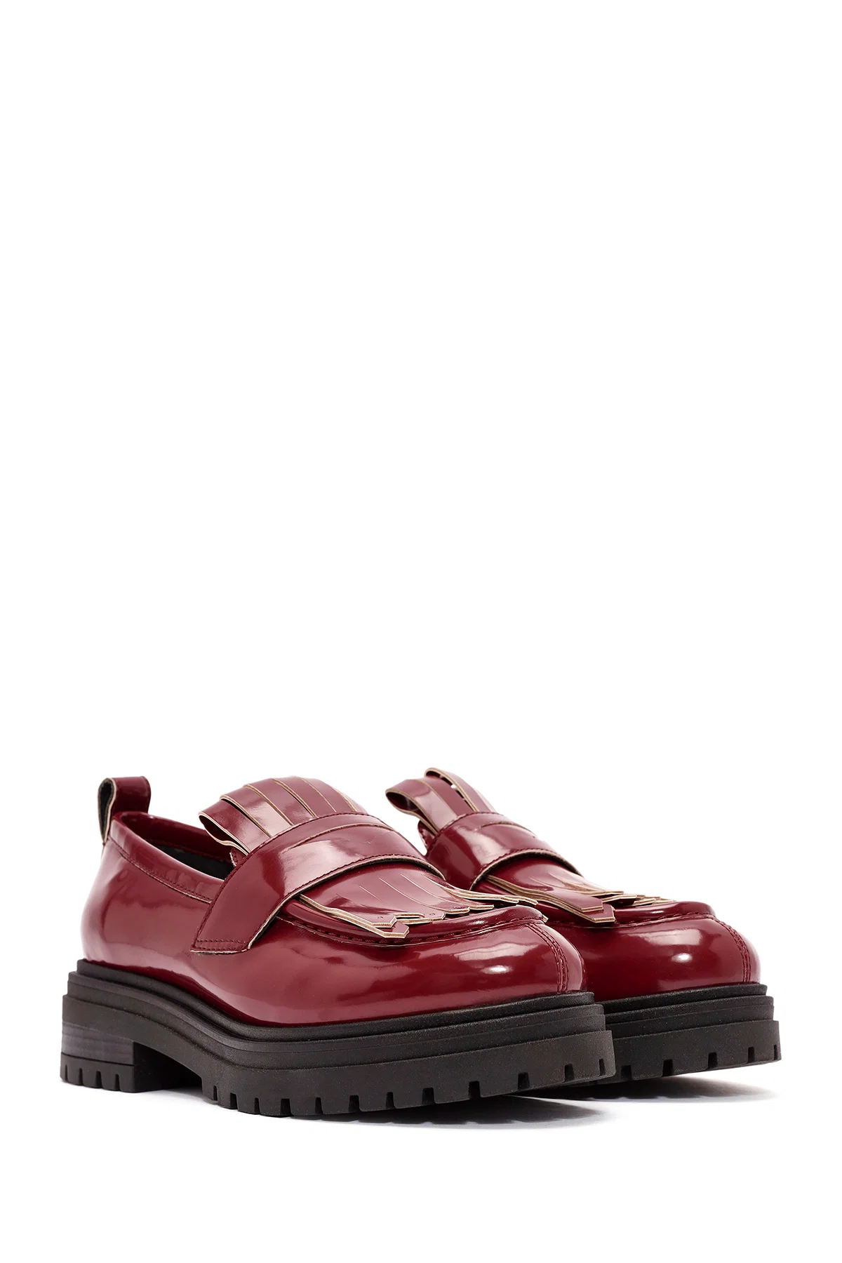 ACBC x Derimod Kadın Bordo Kalın Tabanlı Maskülen Loafer - Image 3