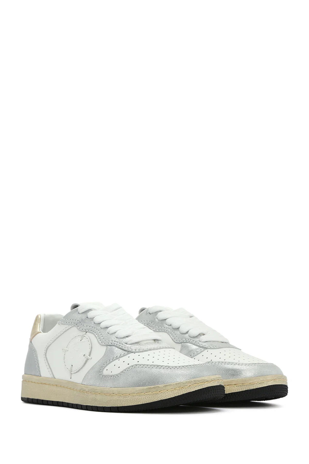 ACBC x DERİMOD Kadın Gümüş Bağcıklı Simli Deri Sneaker - Image 3