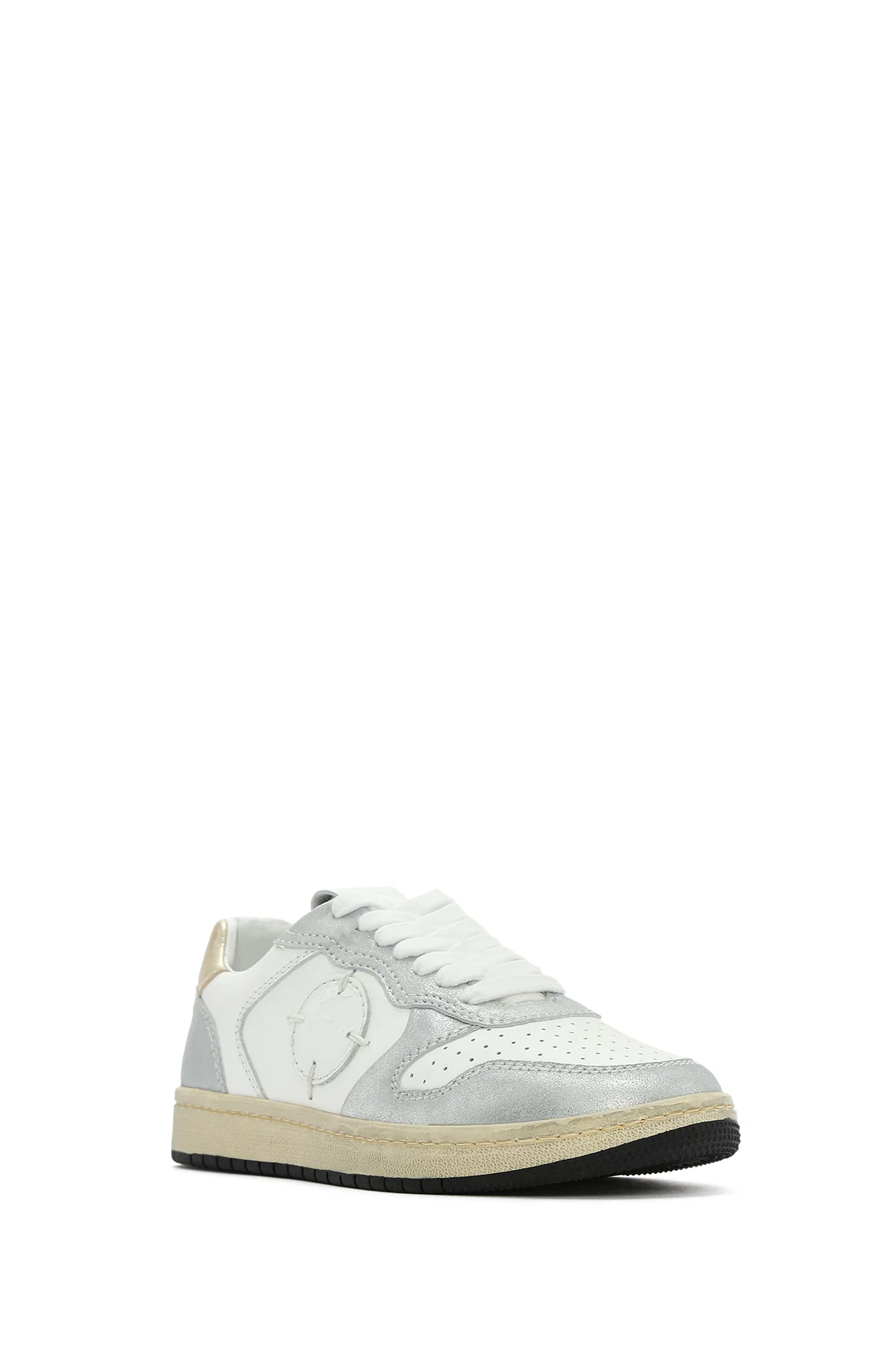 ACBC x DERİMOD Kadın Gümüş Bağcıklı Simli Deri Sneaker - Image 6