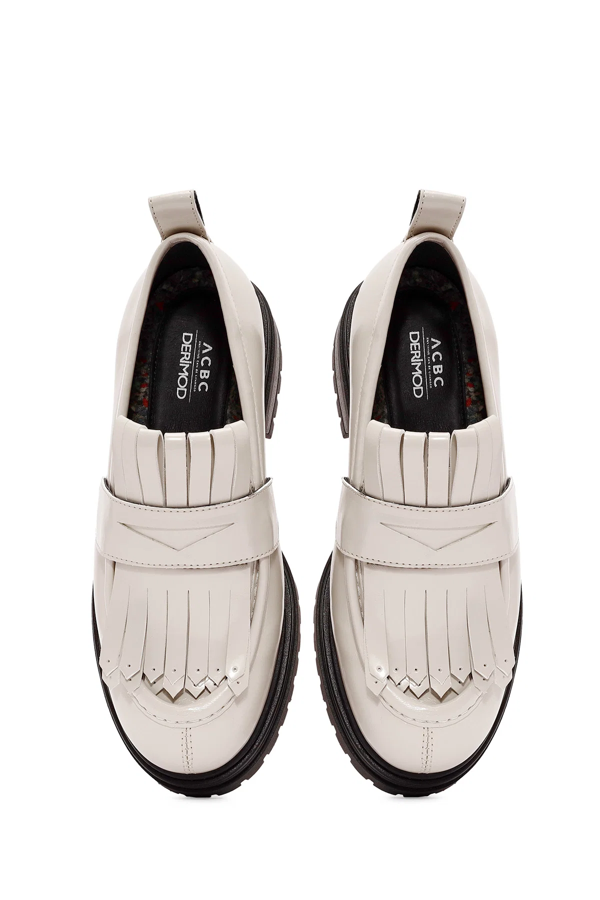 ACBC x Derimod Kadın Krem Kalın Tabanlı Maskülen Loafer - Image 7