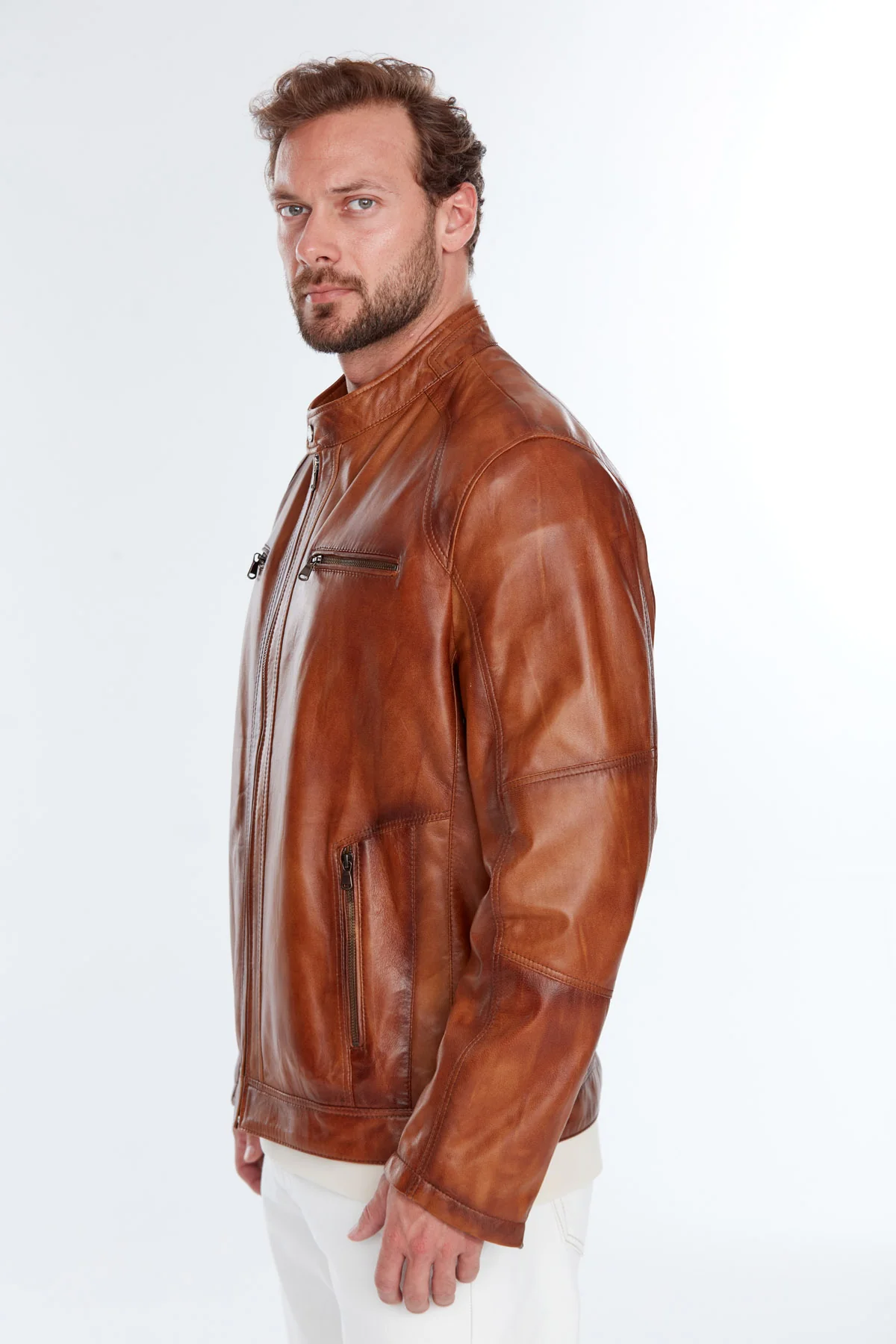 Alanzo(Plus) Erkek Camel Deri Ceket - Image 3