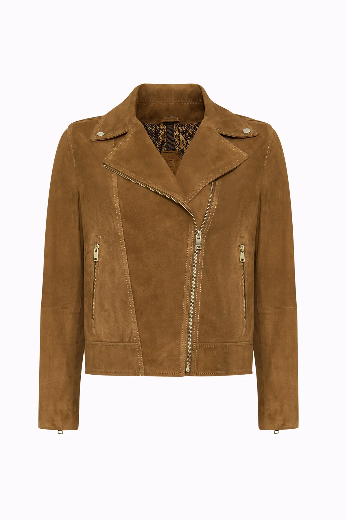 Alba Kadın Camel Biker Süet Deri Ceket - Image 2