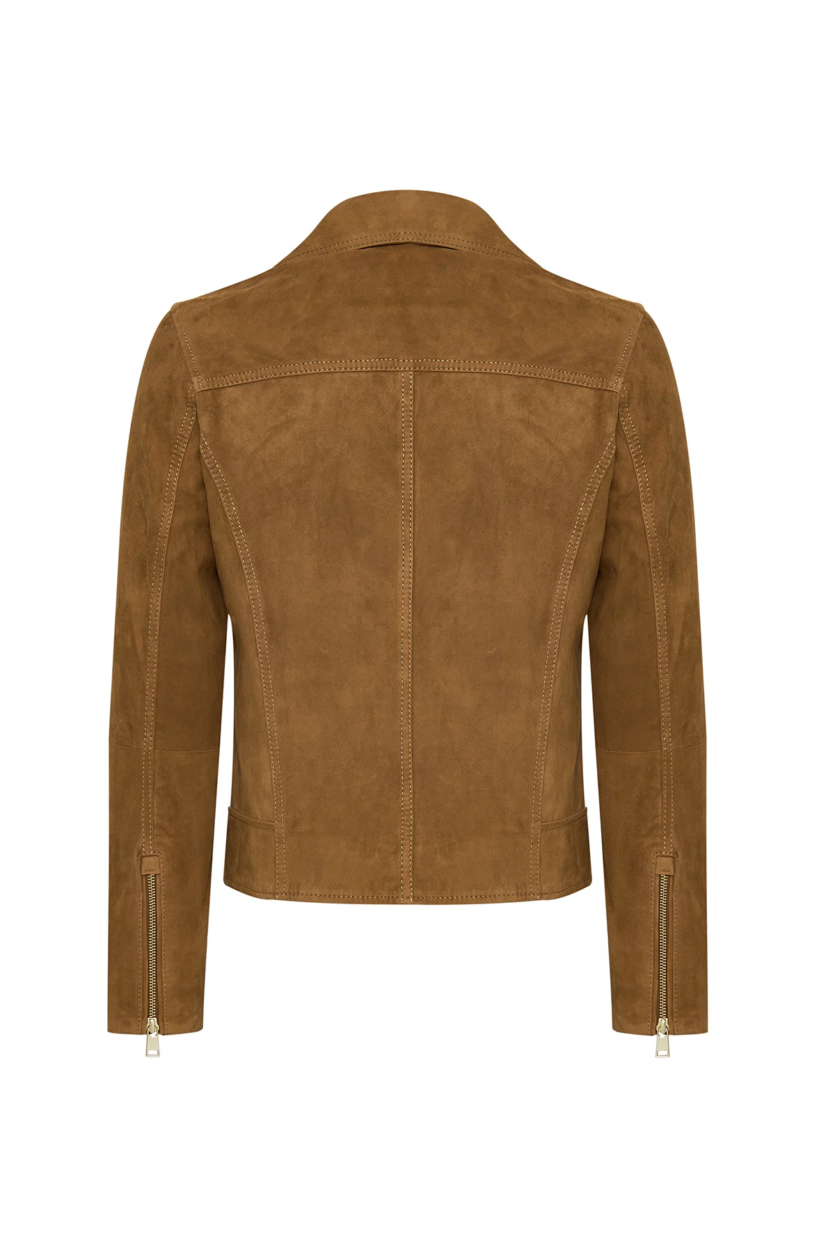 Alba Kadın Camel Biker Süet Deri Ceket - Image 3
