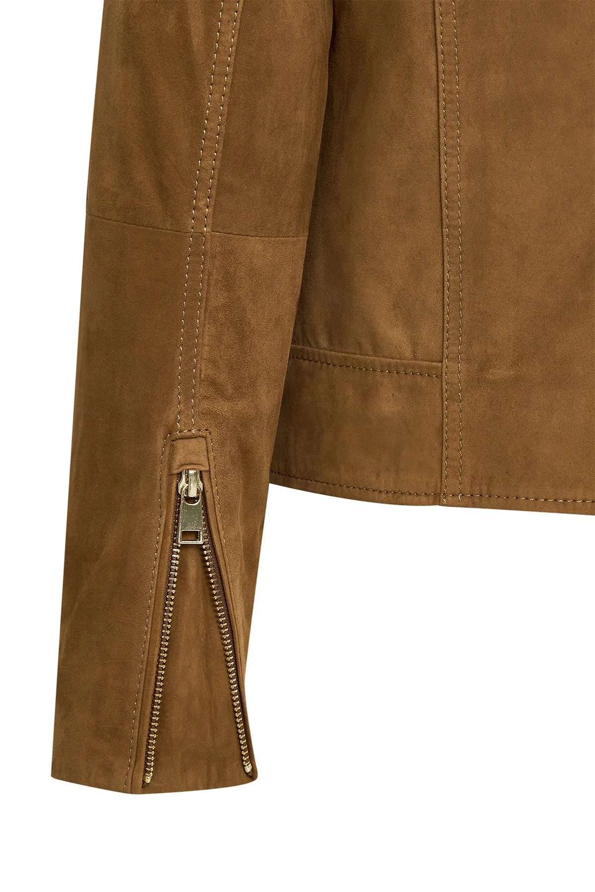 Alba Kadın Camel Biker Süet Deri Ceket - Image 6