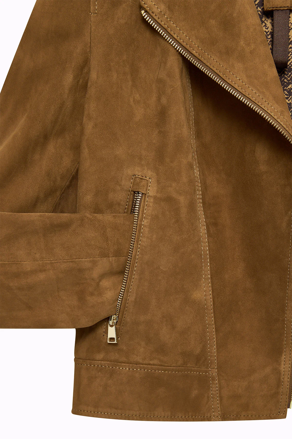 Alba Kadın Camel Biker Süet Deri Ceket - Image 8