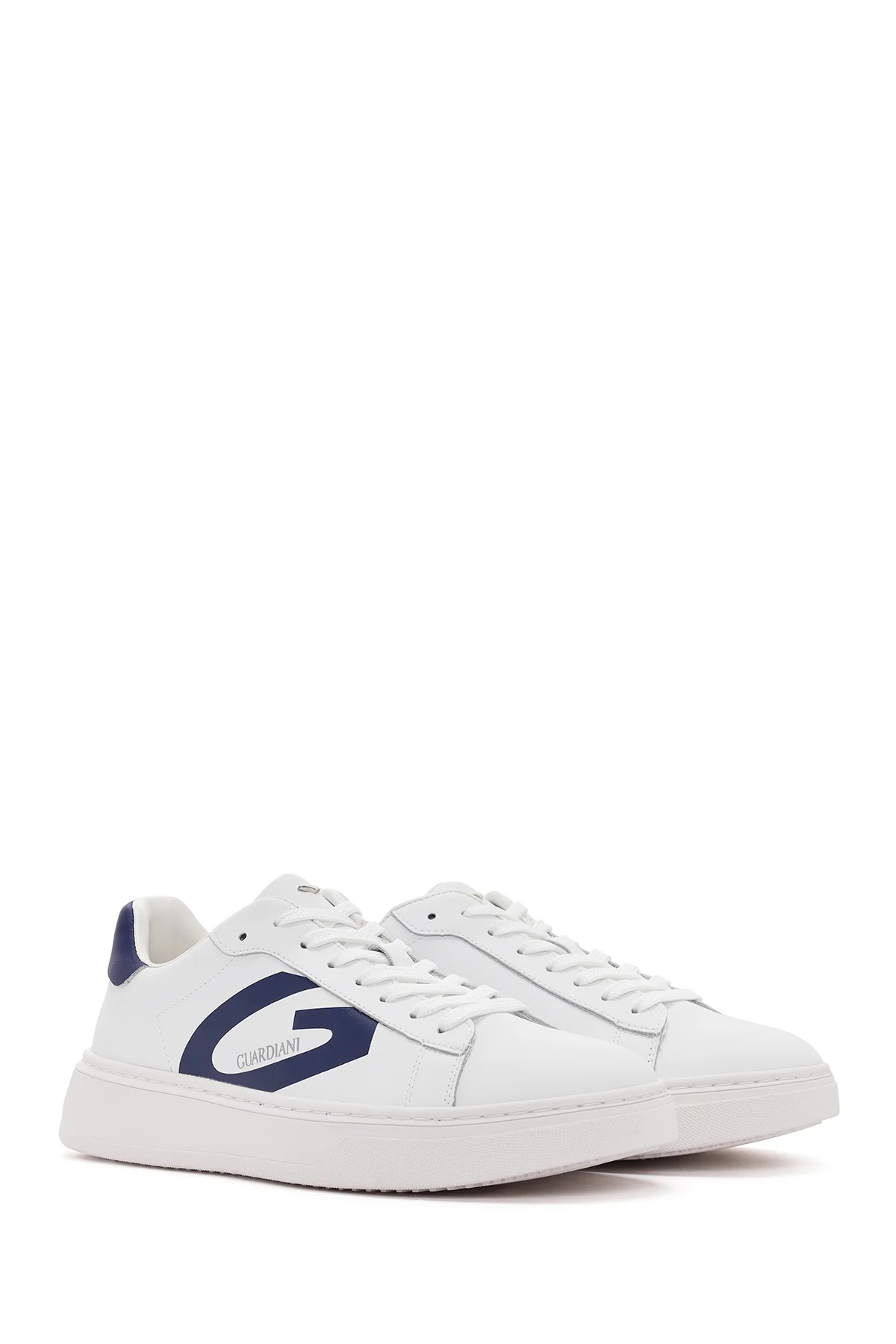 Alberto Guardiani Erkek Beyaz New Era Bağcıklı Deri Sneaker - Image 3
