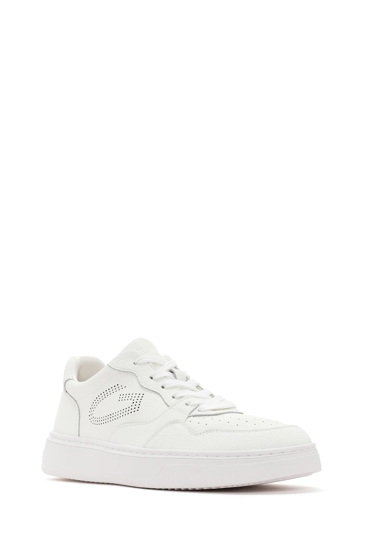 Alberto Guardiani Erkek Beyaz New Era Bağcıklı Deri Sneaker - Image 6