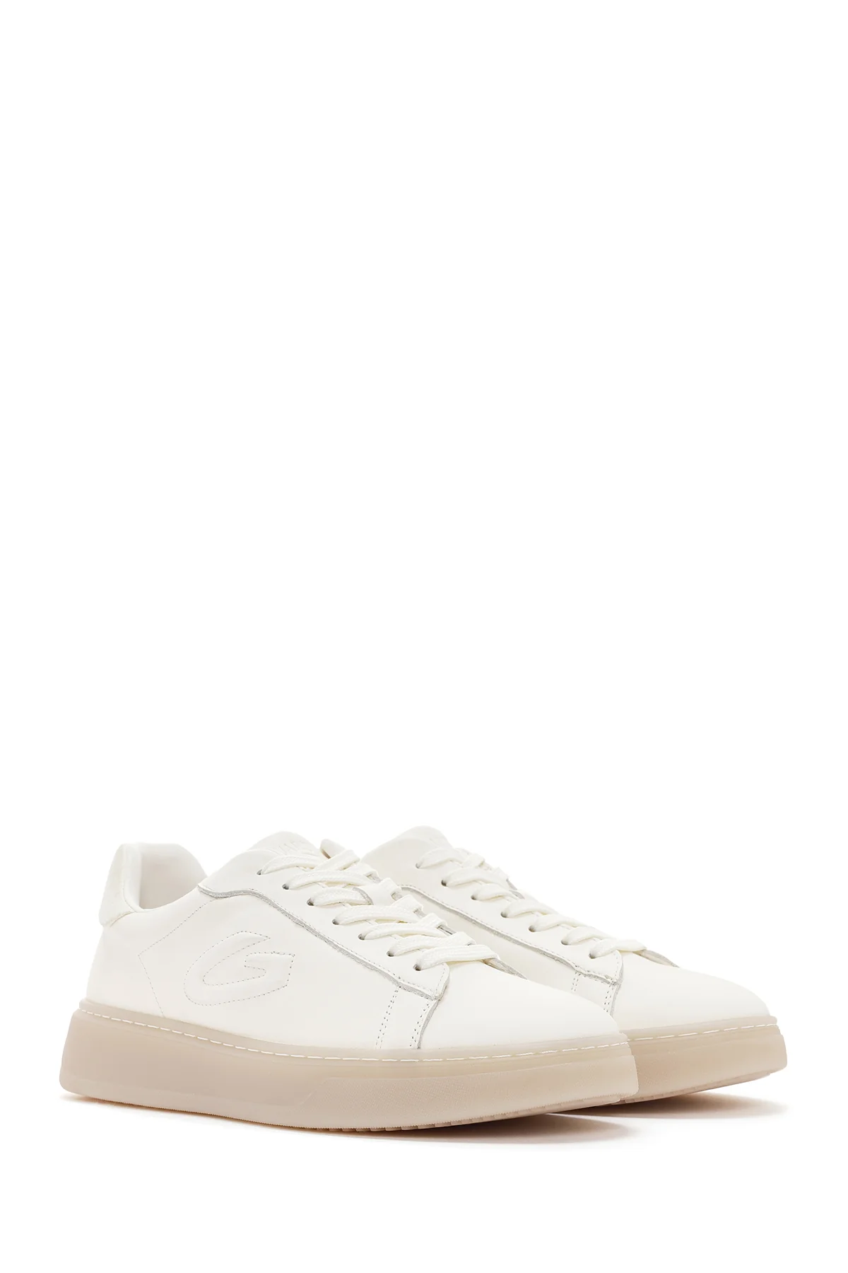 Alberto Guardiani Erkek Beyaz New Era Bağcıklı Deri Sneaker - Image 3