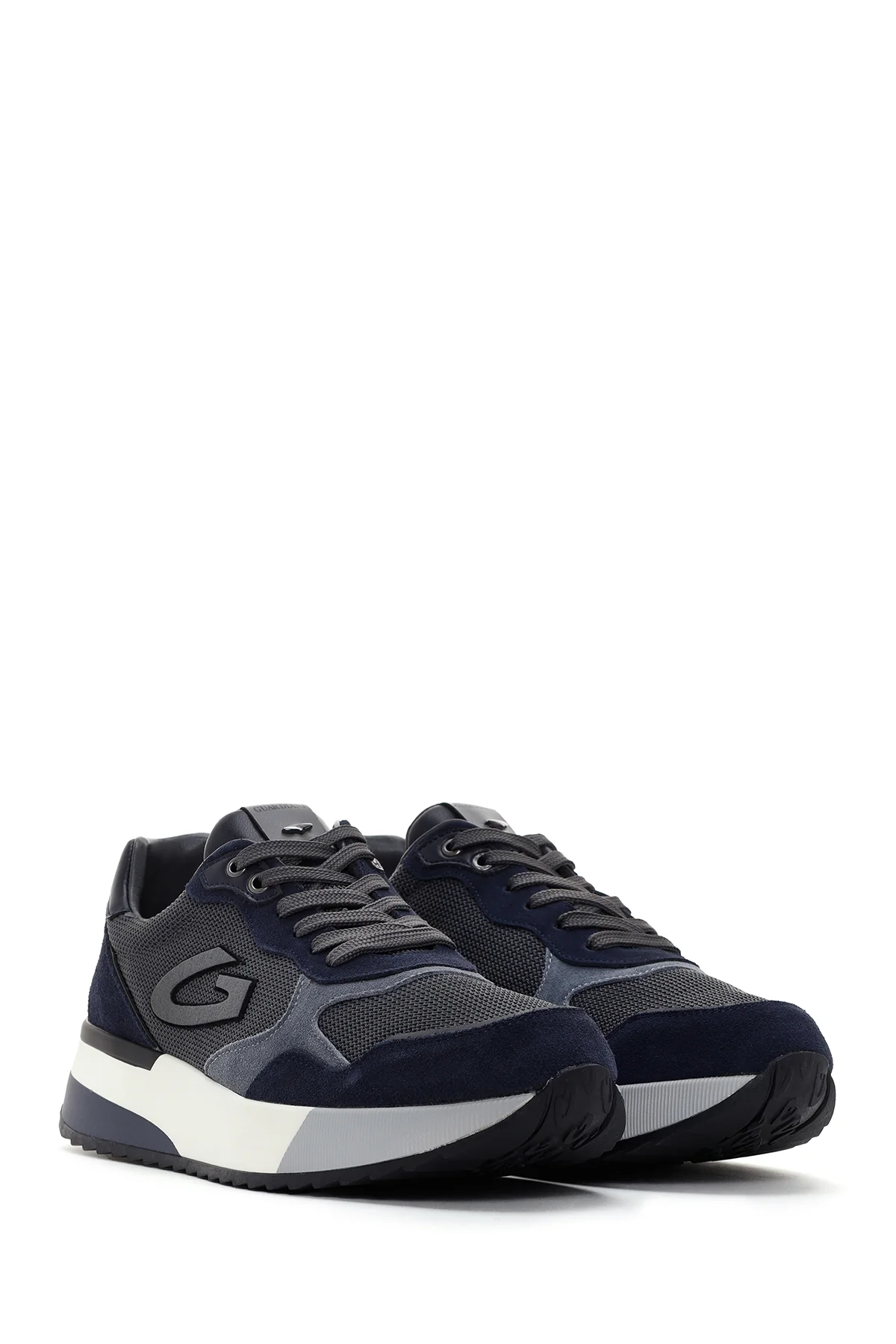 Alberto Guardiani Erkek Lacivert Gri Winner Kalın Tabanlı Deri Sneaker - Image 3