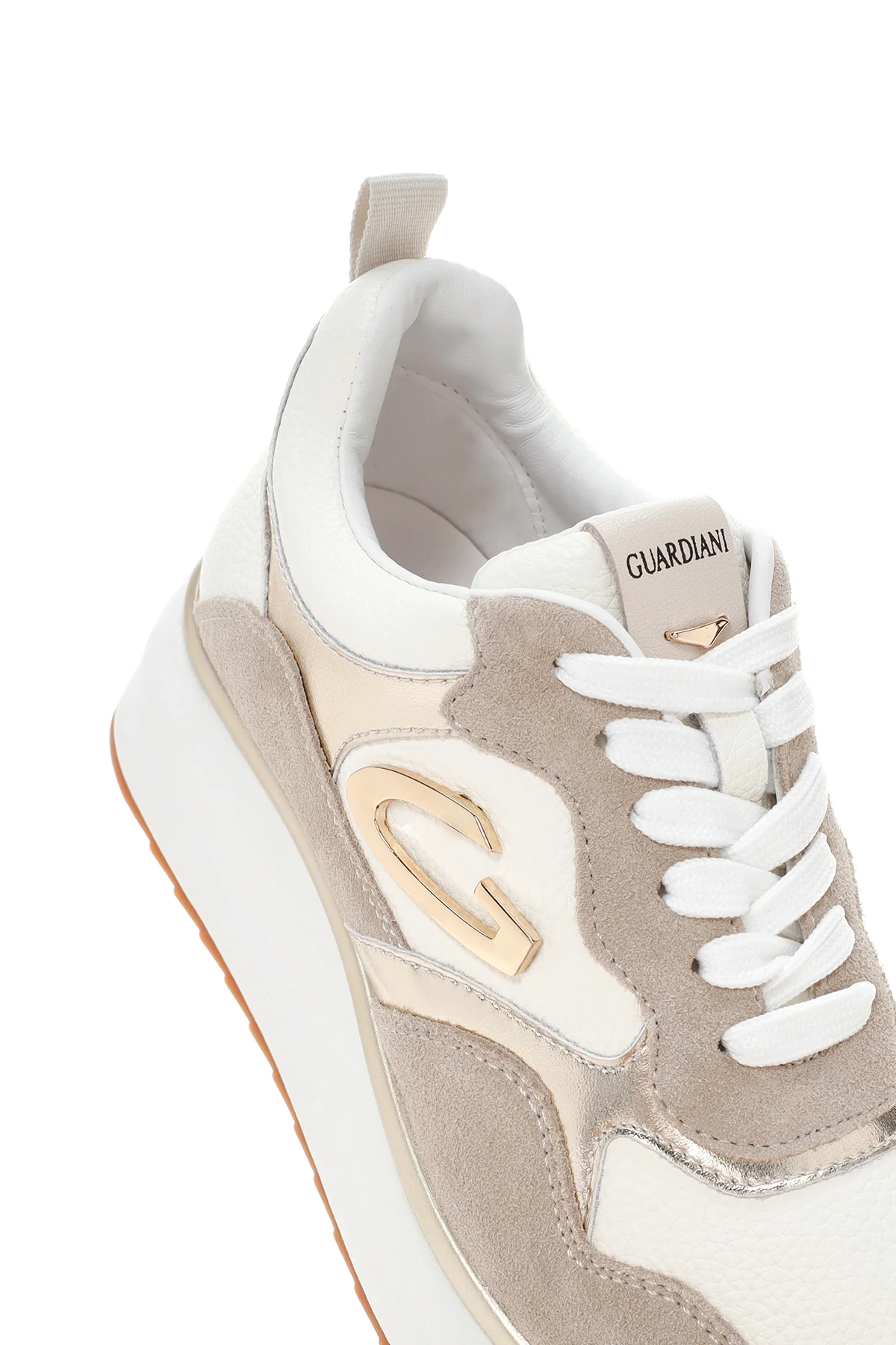 Alberto Guardiani Kadın Bej Altın Louise Kalın Tabanlı Deri Sneaker - Image 11