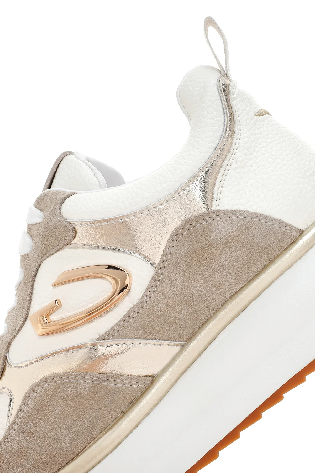 Alberto Guardiani Kadın Bej Altın Louise Kalın Tabanlı Deri Sneaker - Image 7