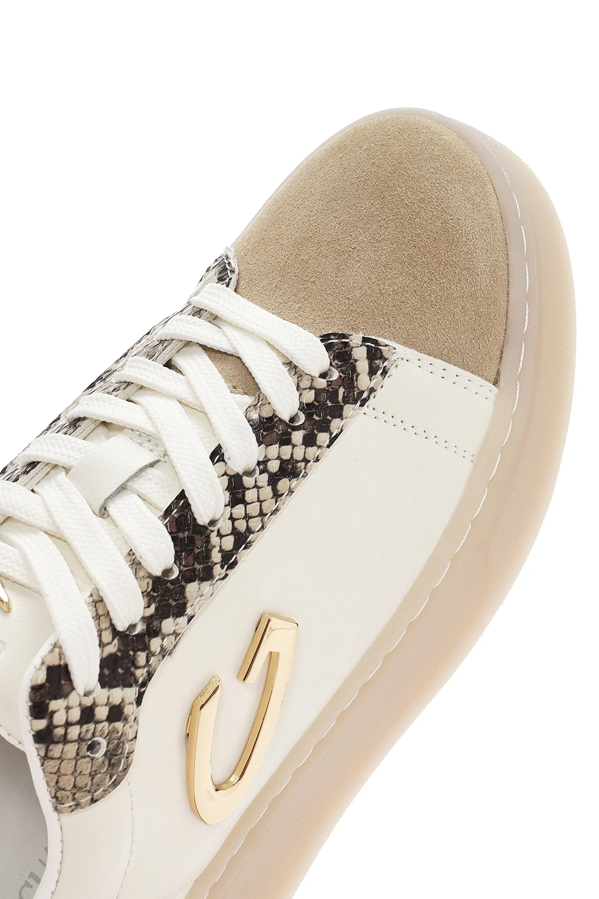 Alberto Guardiani Kadın Bej New Era Bağcıklı Deri Sneaker - Image 12
