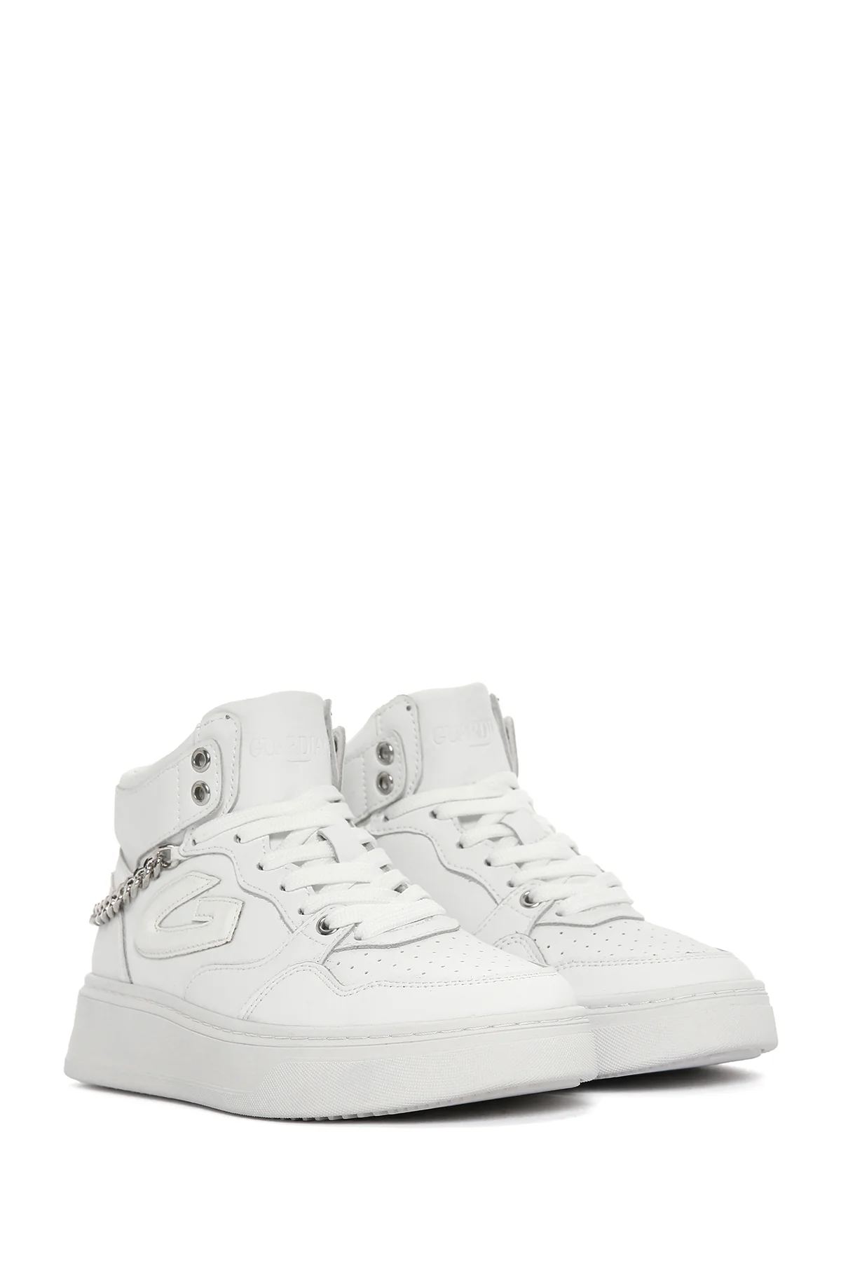 Alberto Guardiani Kadın Beyaz Deri Kalın Tabanlı Bilekli Sneaker - Image 4