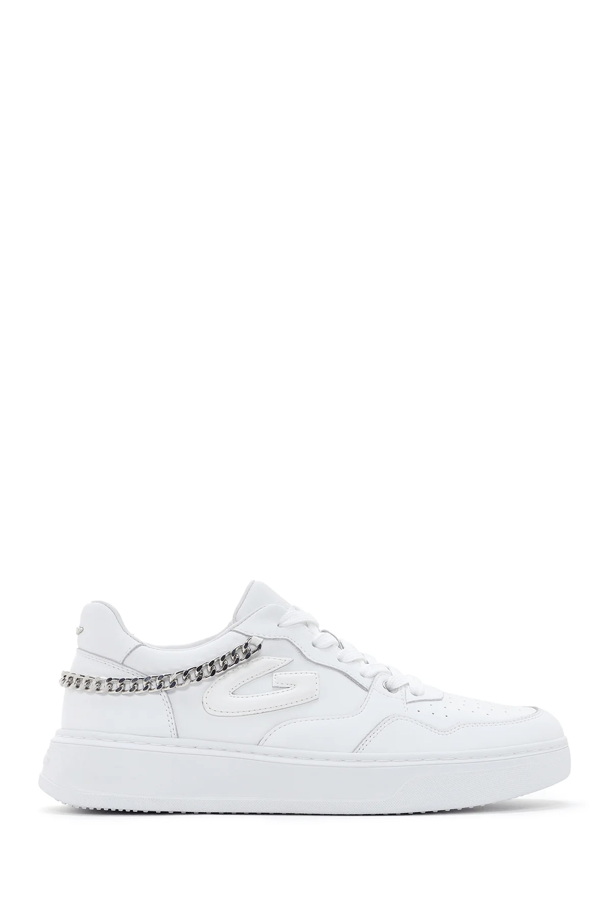 Alberto Guardiani Kadın Beyaz Zincirli Deri Sneaker