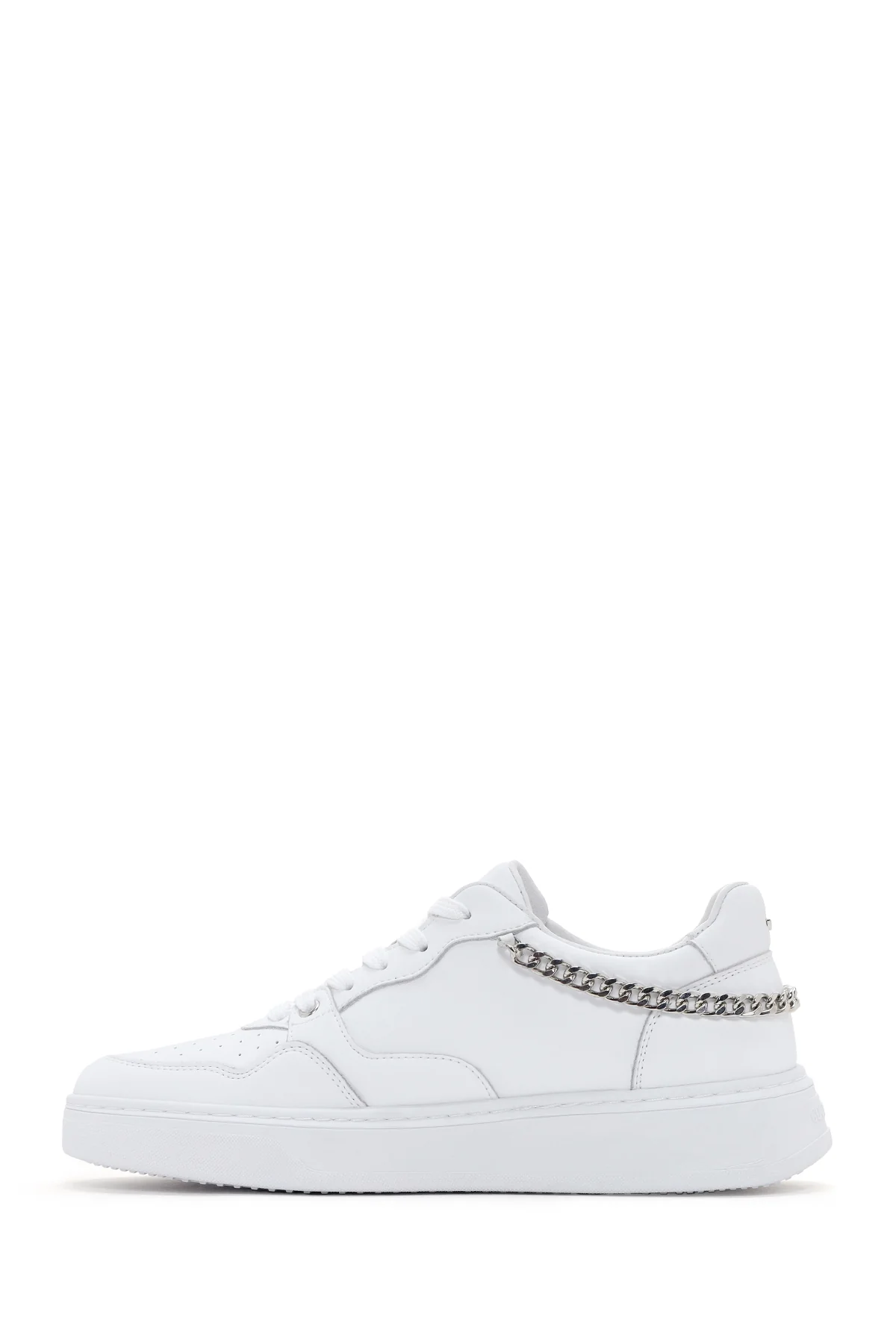 Alberto Guardiani Kadın Beyaz Zincirli Deri Sneaker - Image 2