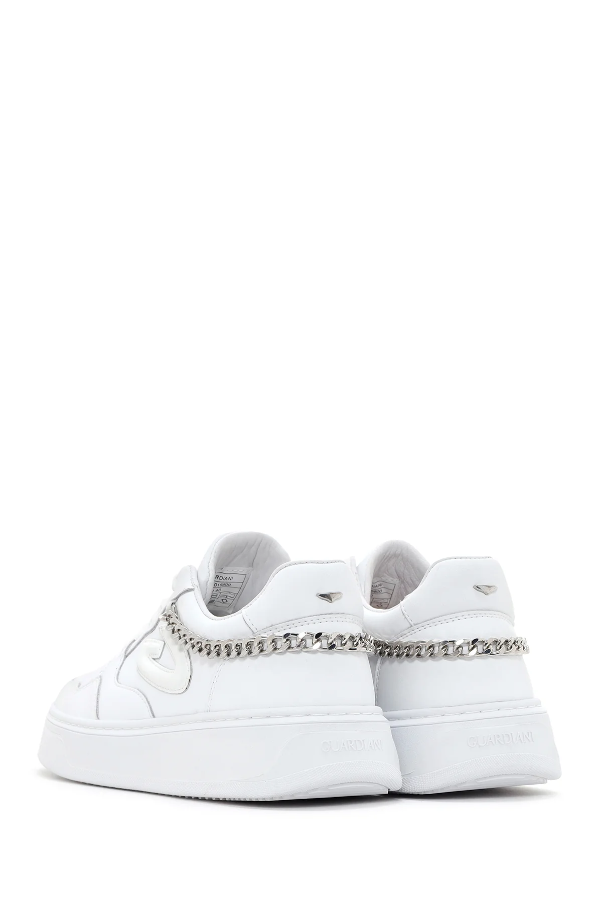 Alberto Guardiani Kadın Beyaz Zincirli Deri Sneaker - Image 5