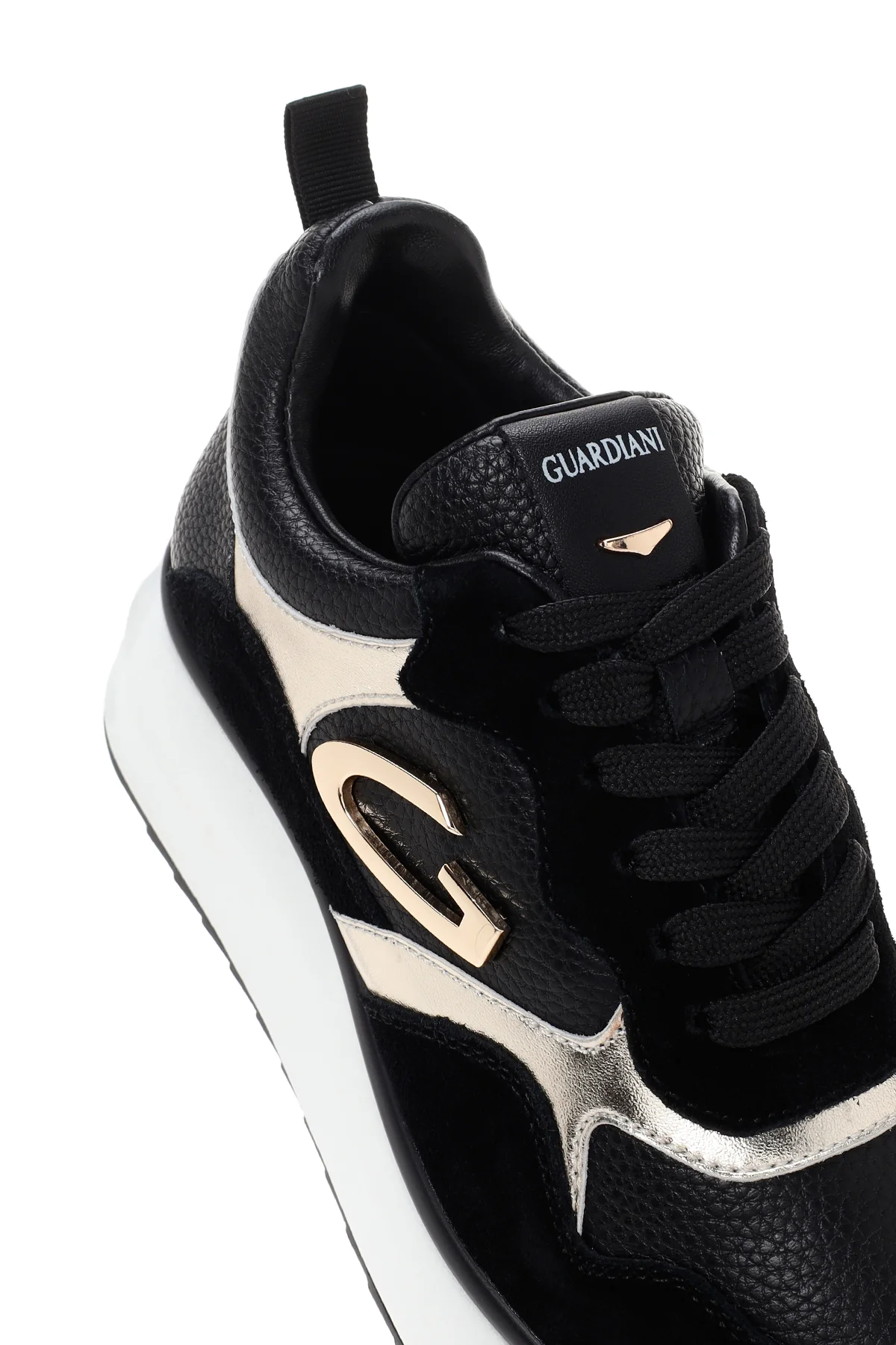 Alberto Guardiani Kadın Siyah Altın Louise Kalın Tabanlı Deri Sneaker - Image 11