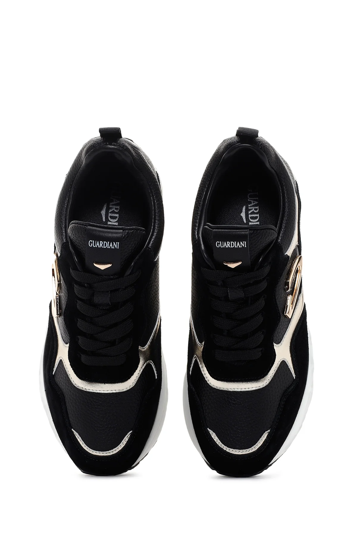 Alberto Guardiani Kadın Siyah Altın Louise Kalın Tabanlı Deri Sneaker - Image 6