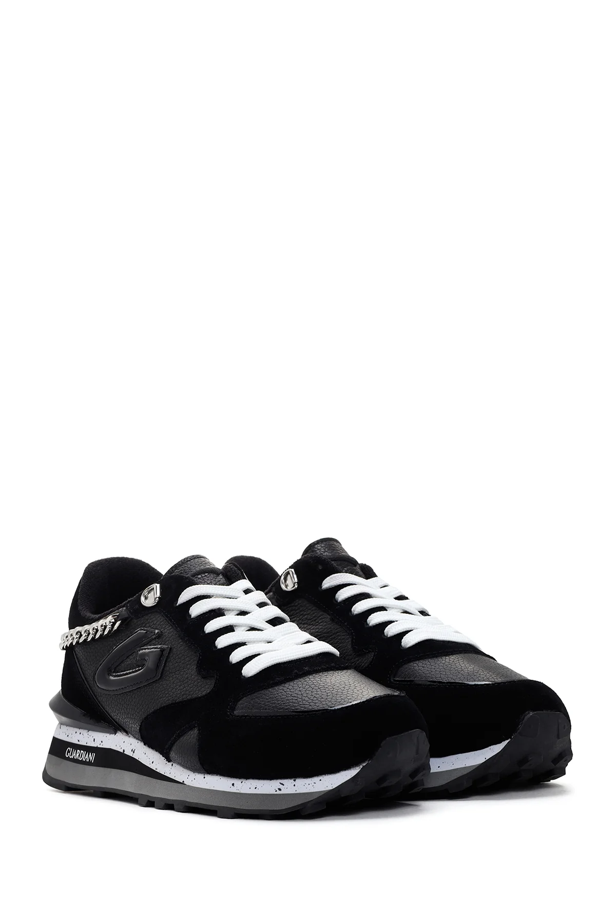 Alberto Guardiani Kadın Siyah Wen Deri Kalın Tabanlı Sneaker - Image 3