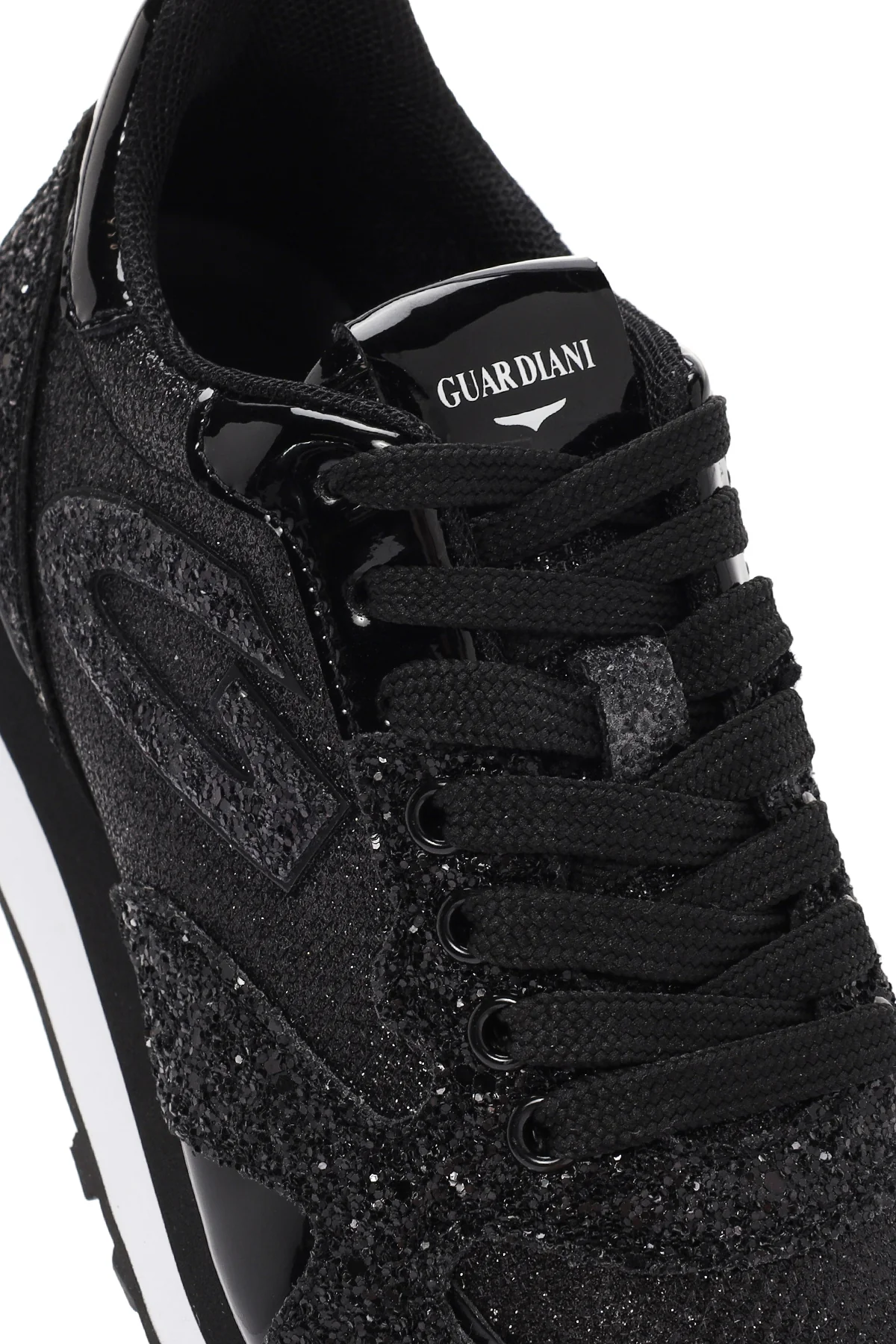 Alberto Guardiani Kadın Siyah Wen Kalın Tabanlı Bağcıklı Simli Deri Sneaker - Image 12