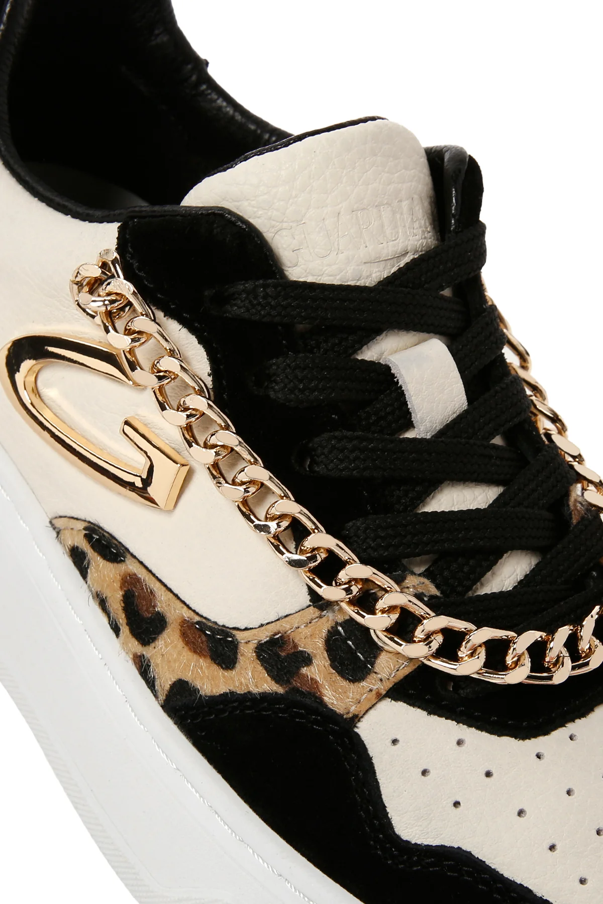 Alberto Guardiani Kadın Siyah Zincirli Deri Sneaker - Image 11