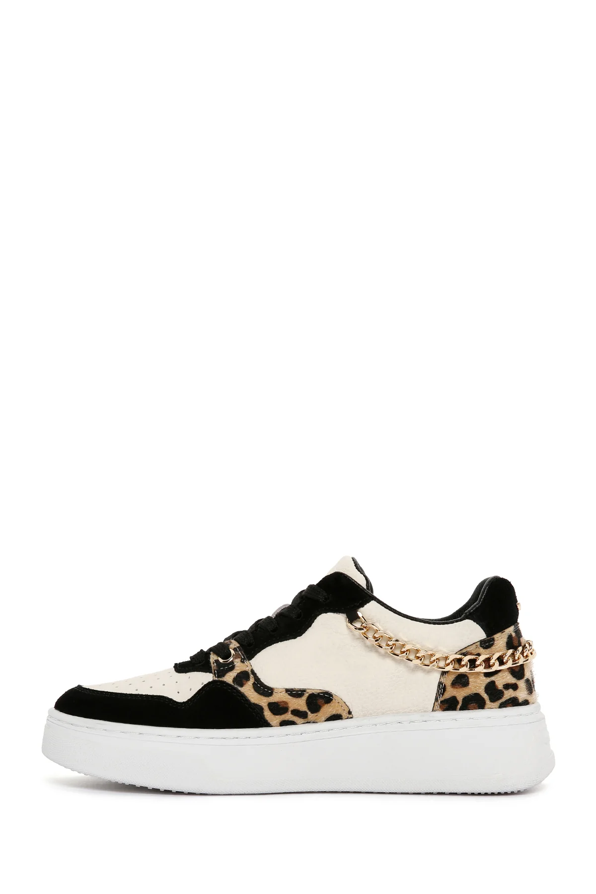 Alberto Guardiani Kadın Siyah Zincirli Deri Sneaker - Image 2