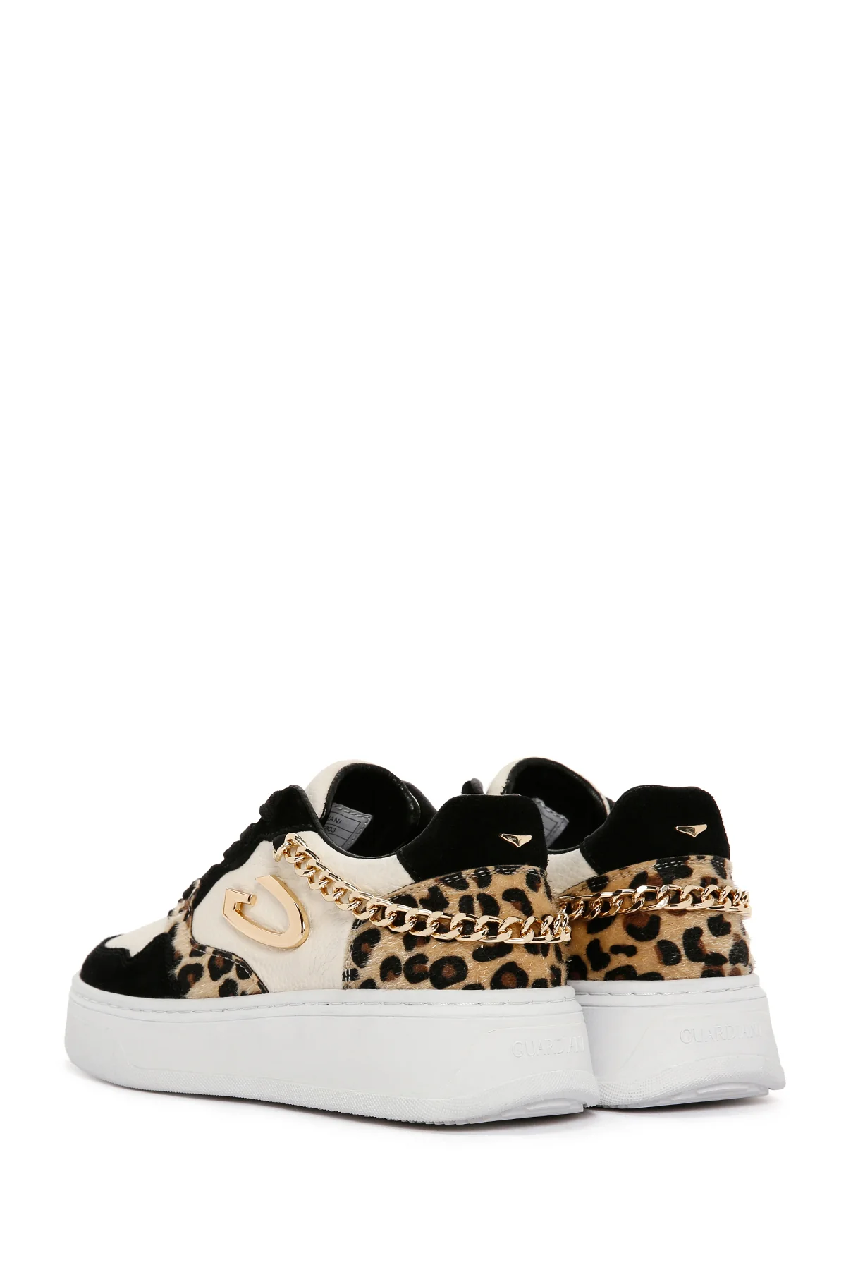 Alberto Guardiani Kadın Siyah Zincirli Deri Sneaker - Image 5