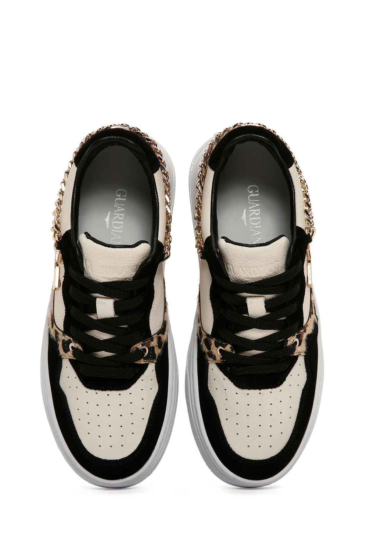 Alberto Guardiani Kadın Siyah Zincirli Deri Sneaker - Image 6
