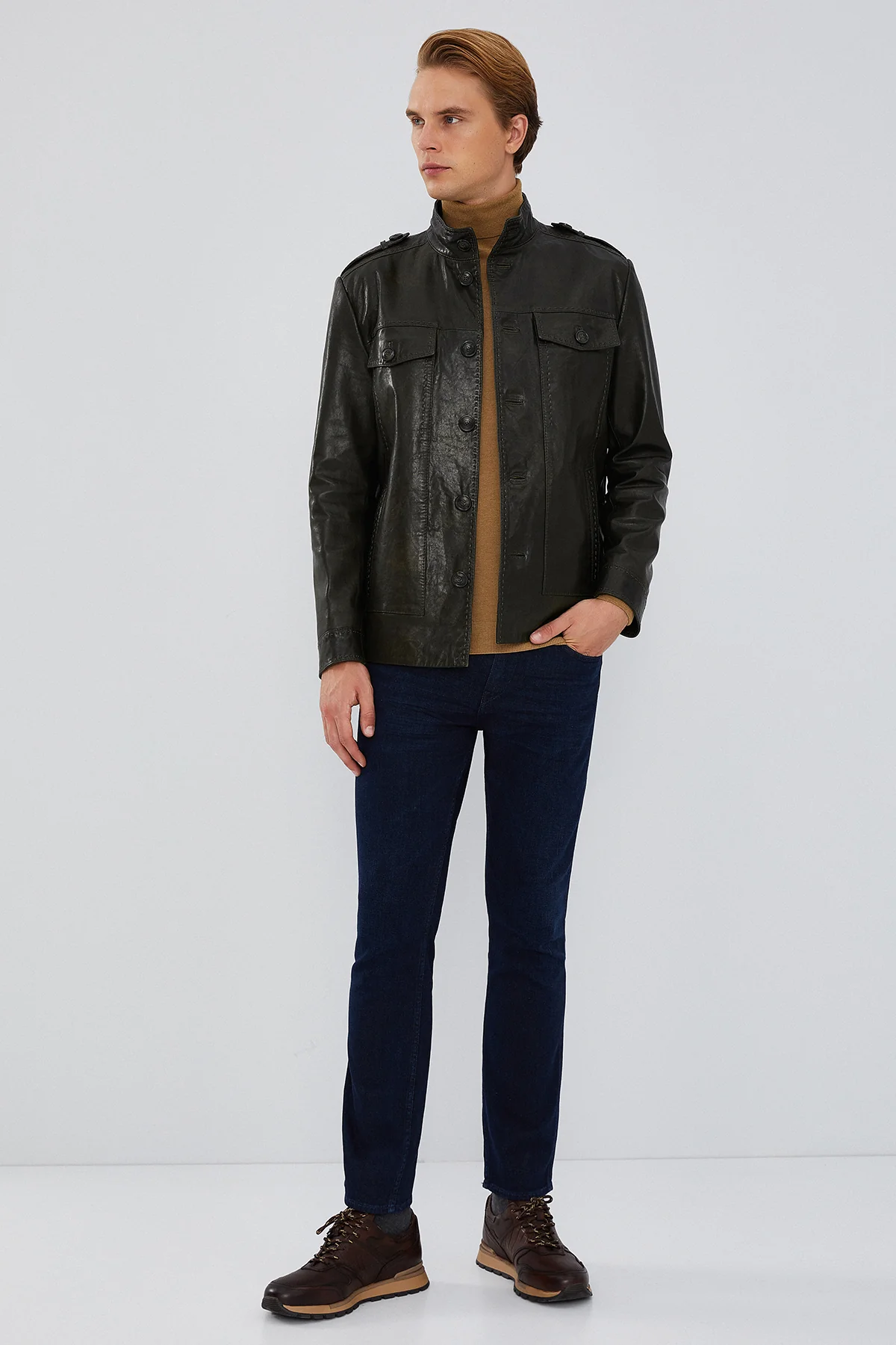 Alvarez Erkek Yeşil Vintage Deri Ceket - Image 7