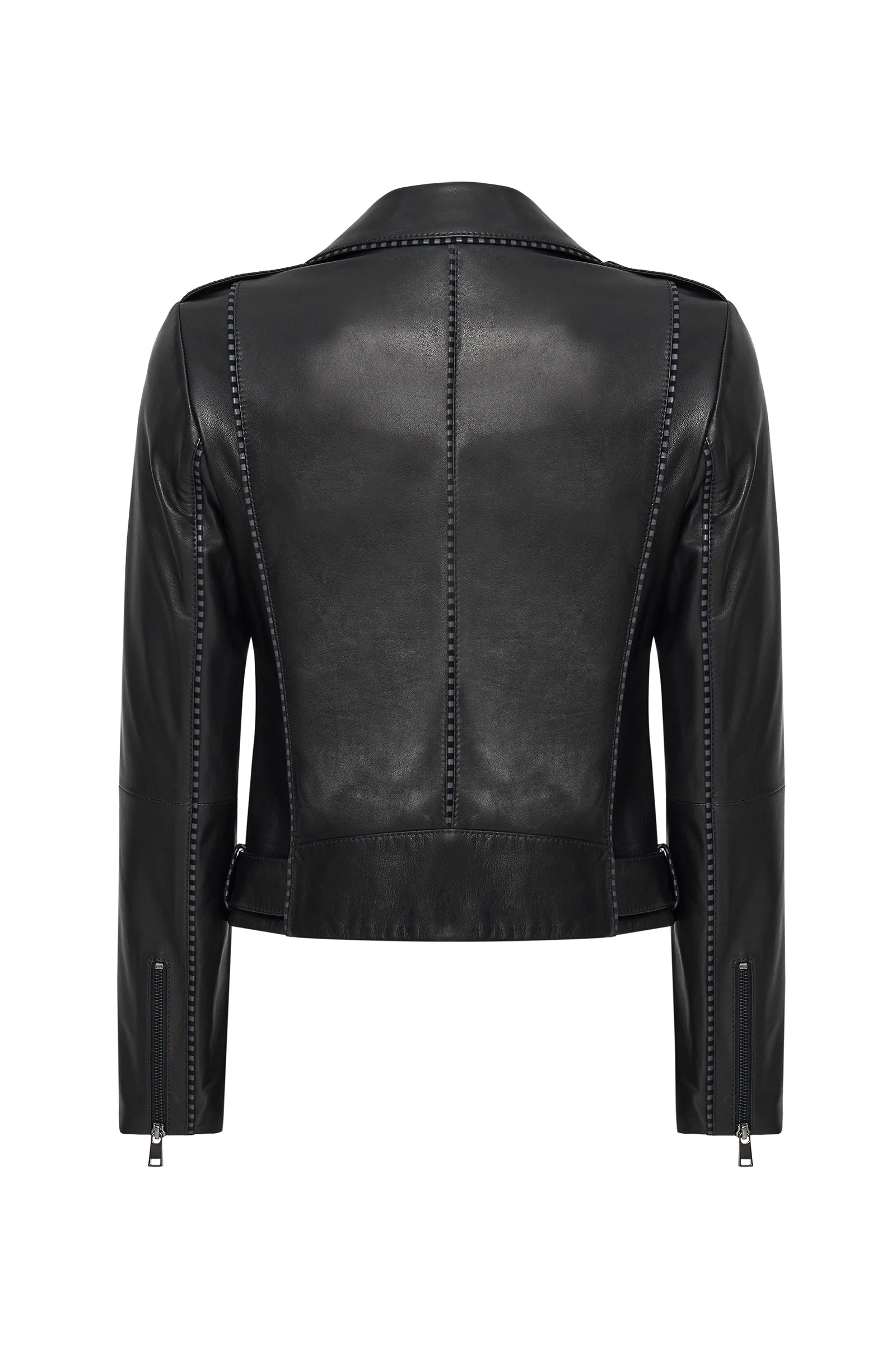 Angel-X Kadın Siyah Biker Deri Ceket - Image 2
