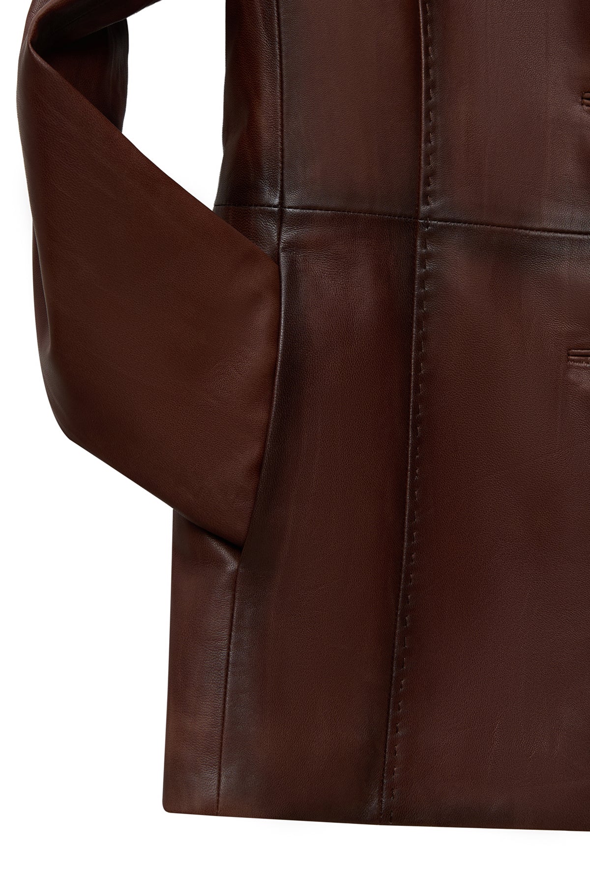 Barbara Kadın Kahverengi Blazer Deri Ceket - Image 4
