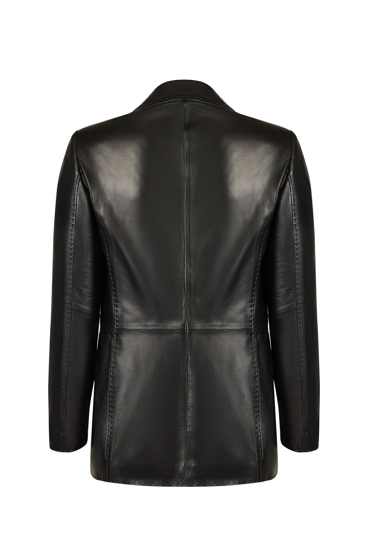 Barbara Kadın Siyah Blazer Deri Ceket - Image 3