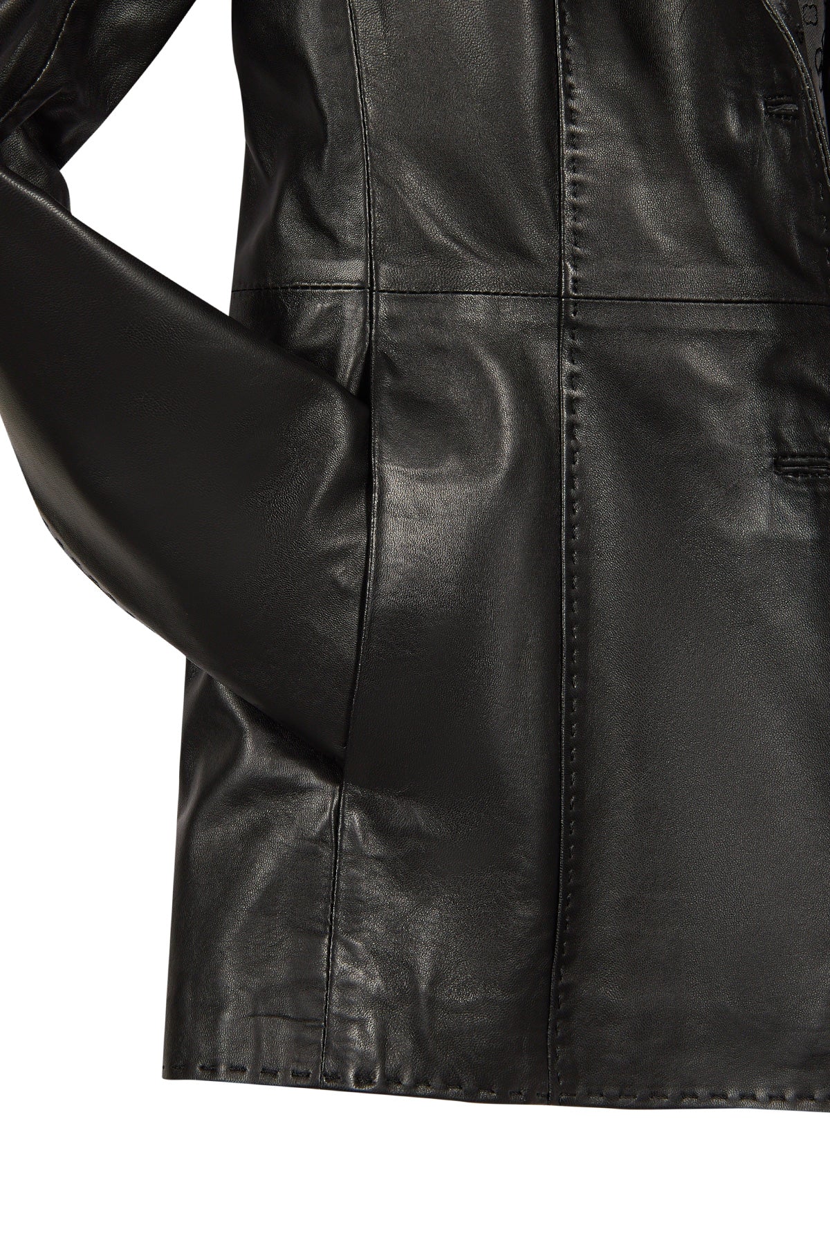 Barbara Kadın Siyah Blazer Deri Ceket - Image 12