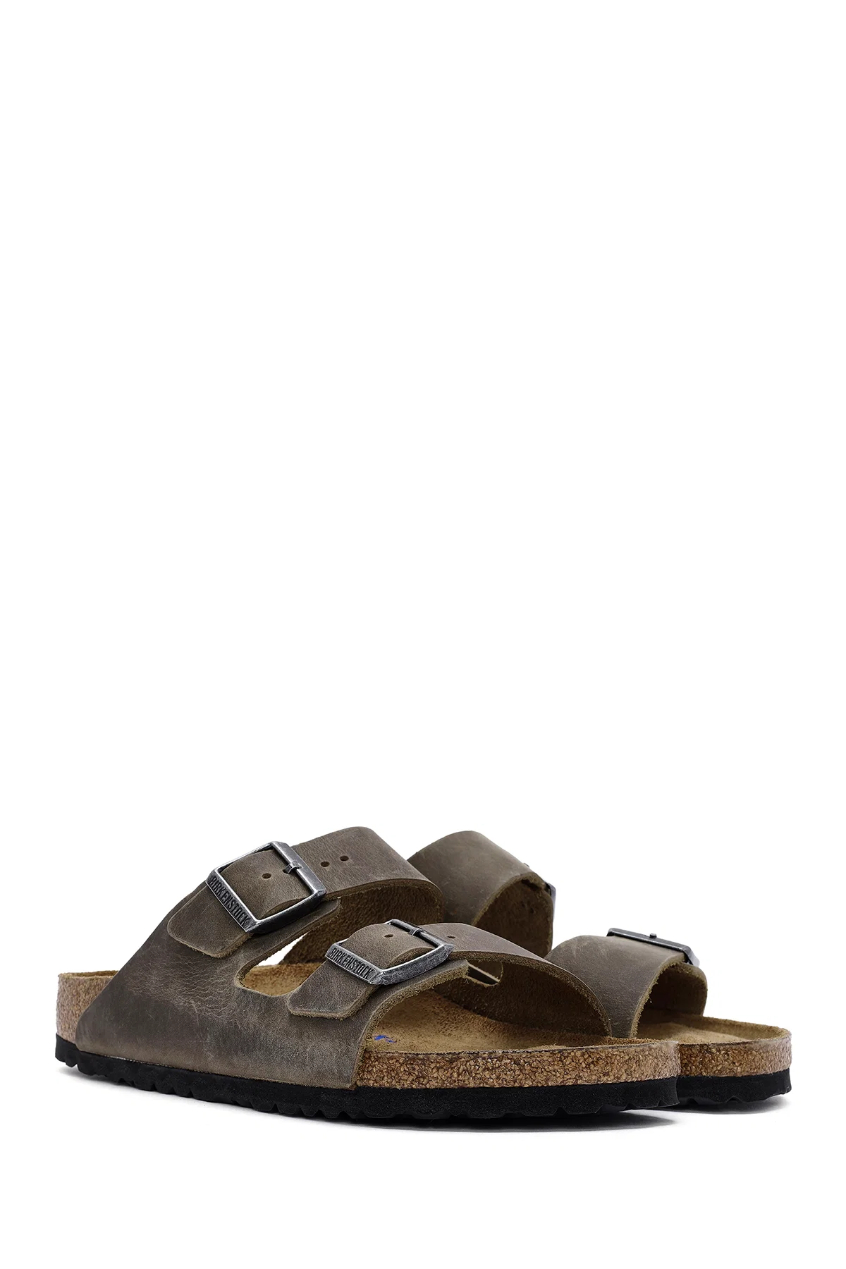 Birkenstock Erkek Haki Arizona Çift Tokalı Nubuk Deri Terlik - Image 3