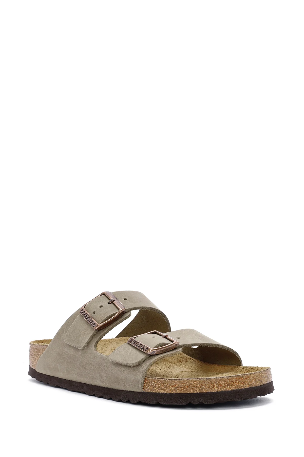 Birkenstock Erkek Kahverengi Arizona Çift Tokalı Deri Terlik - Image 6