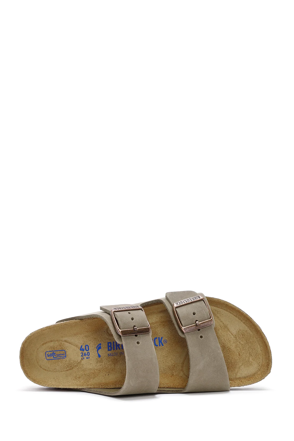 Birkenstock Erkek Kahverengi Arizona Çift Tokalı Deri Terlik - Image 7