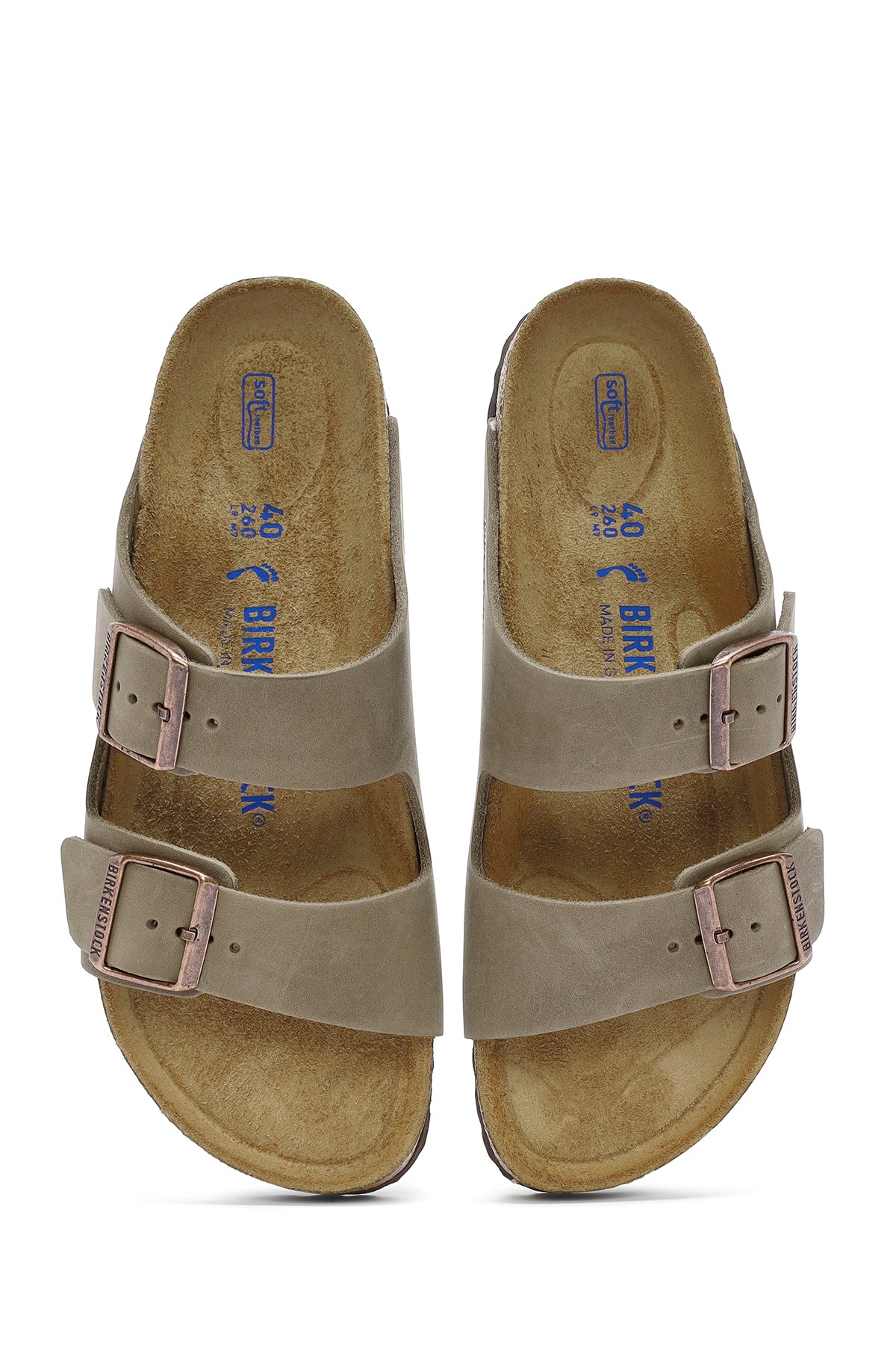 Birkenstock Erkek Kahverengi Arizona Çift Tokalı Deri Terlik - Image 8