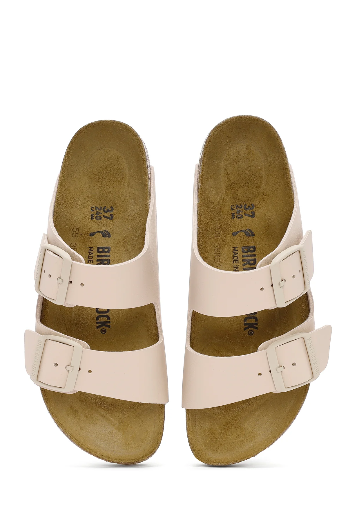 Birkenstock Kadın Bej Arizona Bf Çift Tokalı Terlik - Image 8