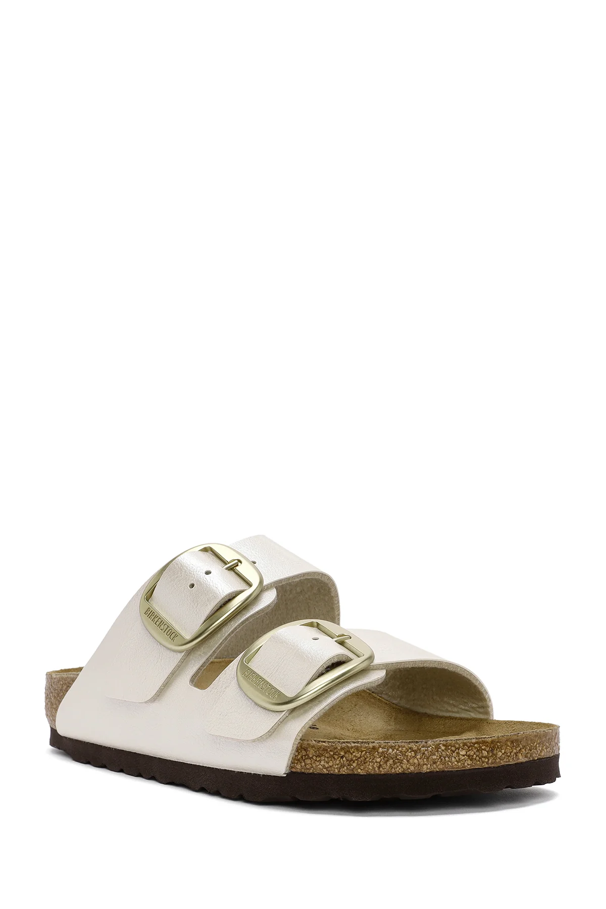 Birkenstock Kadın Beyaz Arizona Big Buckle Bf Graceful Çift Bantlı Metalik Terlik - Image 6