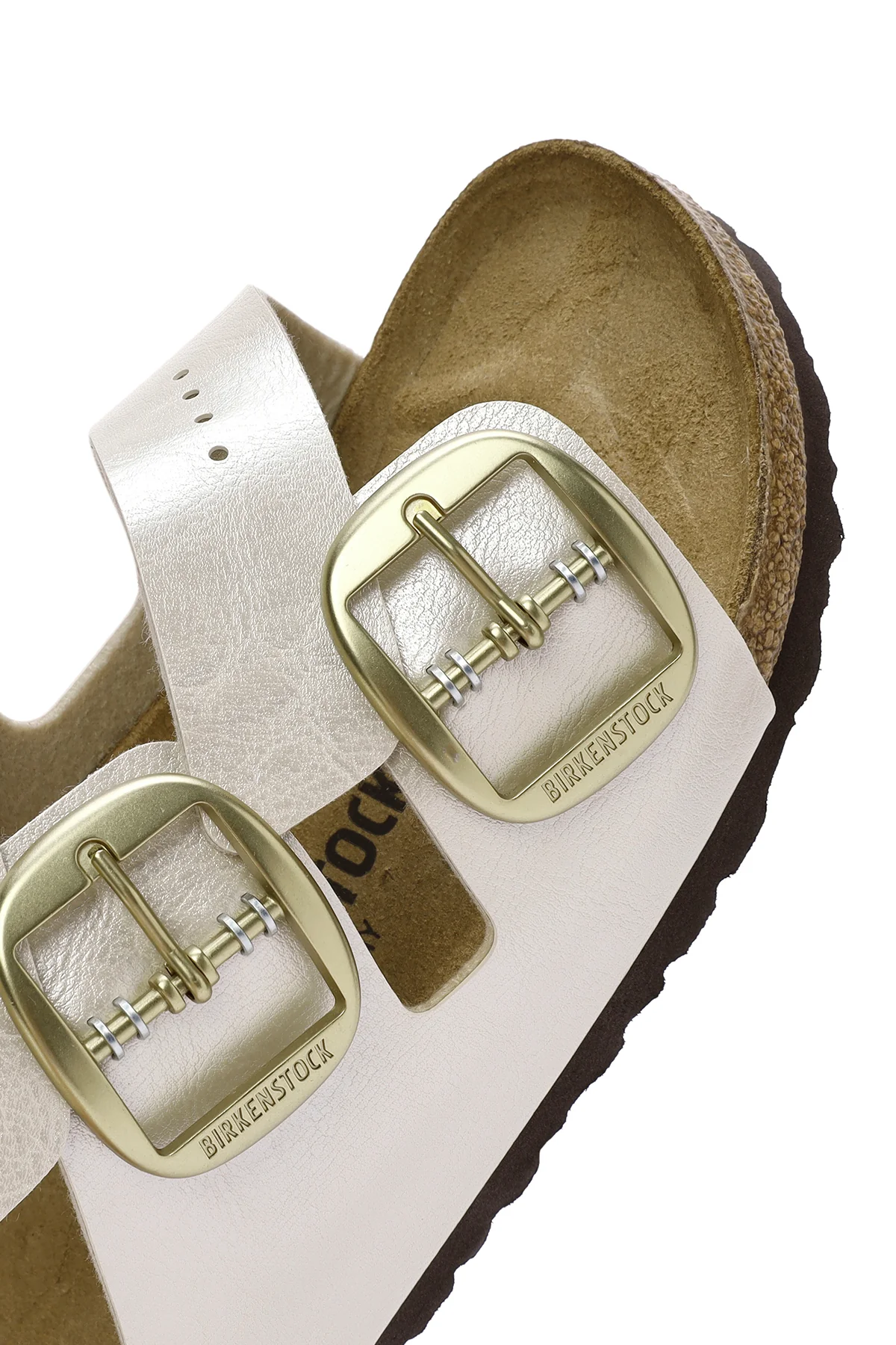 Birkenstock Kadın Beyaz Arizona Big Buckle Bf Graceful Çift Bantlı Metalik Terlik - Image 9