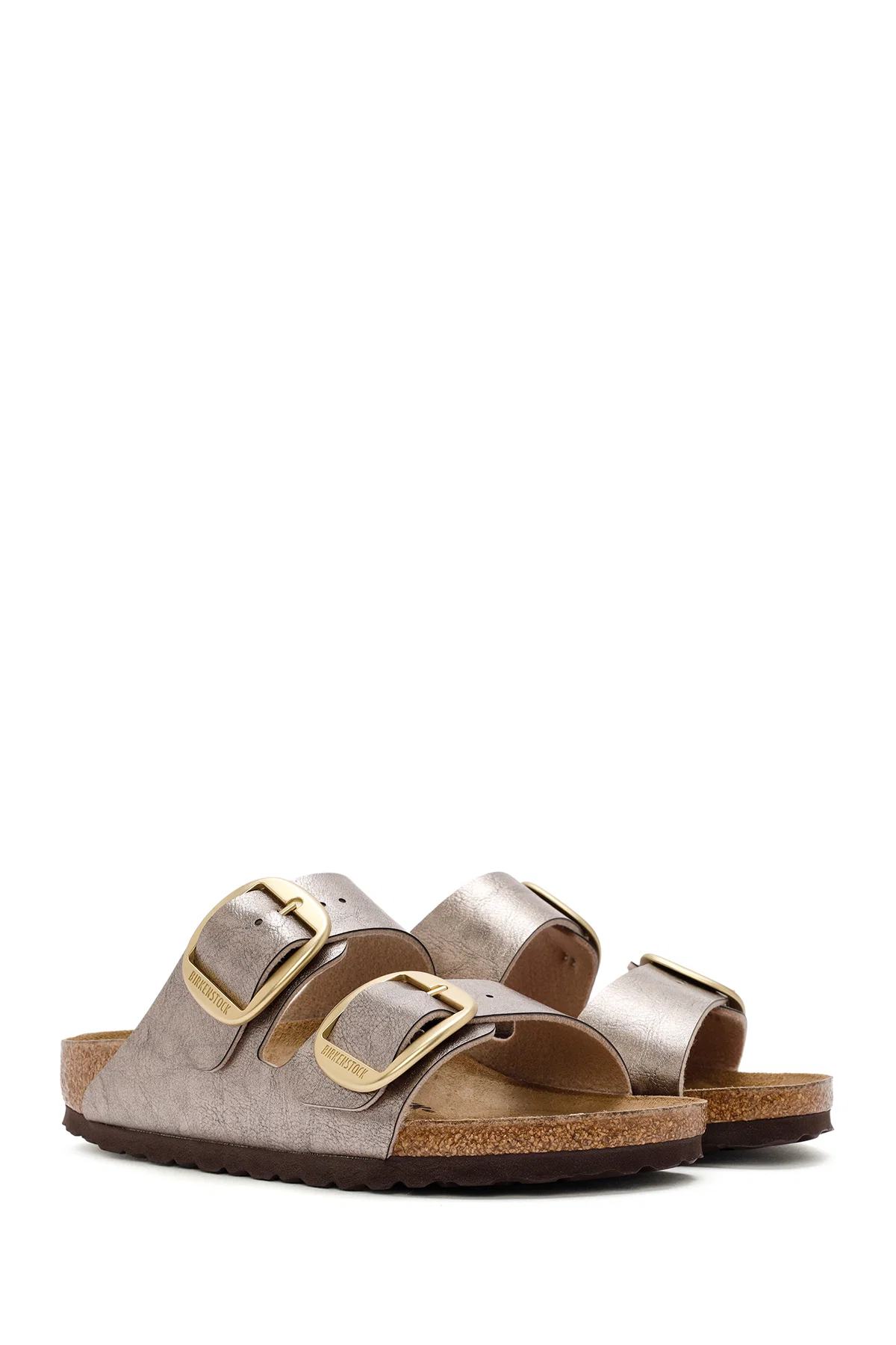 Birkenstock Kadın Vizon Arizona Bf Çift Tokalı Metalik Terlik - Image 3