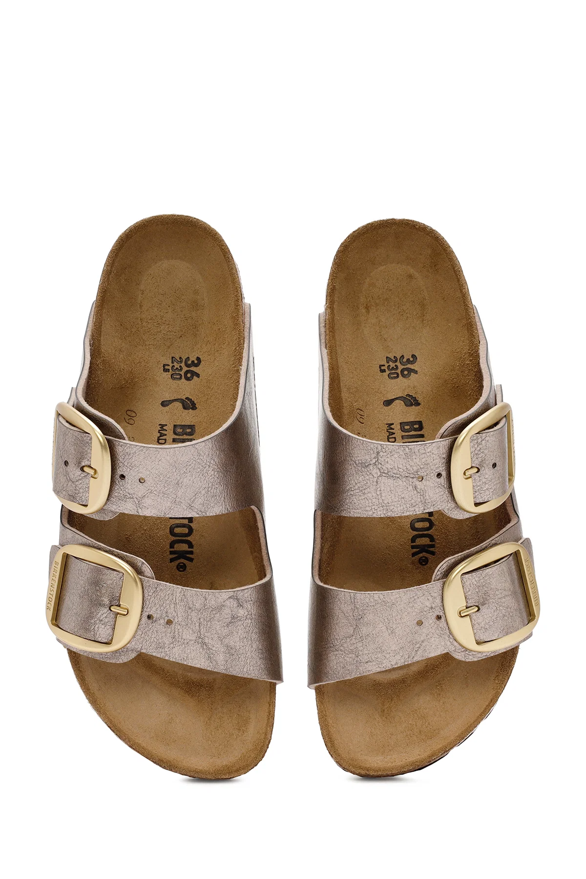 Birkenstock Kadın Vizon Arizona Bf Çift Tokalı Metalik Terlik - Image 8