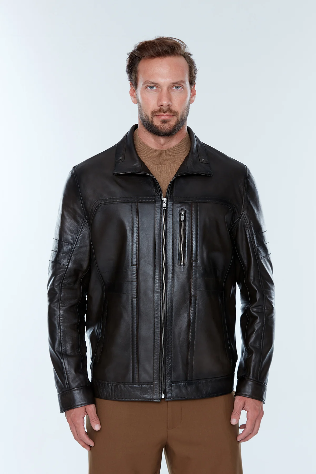 Bruno (Plus) Erkek Siyah Deri Mont - Image 2