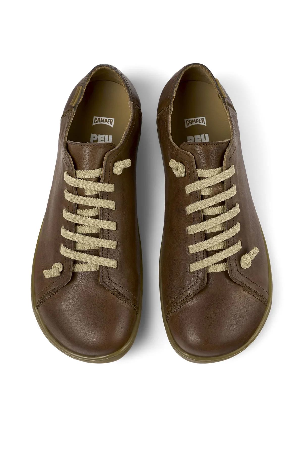 Camper Erkek Kahverengi Peu Bağcıklı Deri Casual Sneaker - Image 4