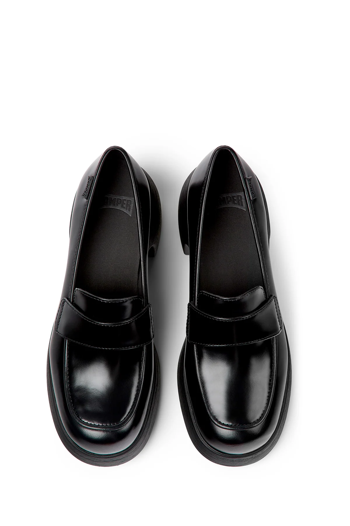 Camper Kadın Siyah Thelma Deri Topuklu Loafer - Image 4