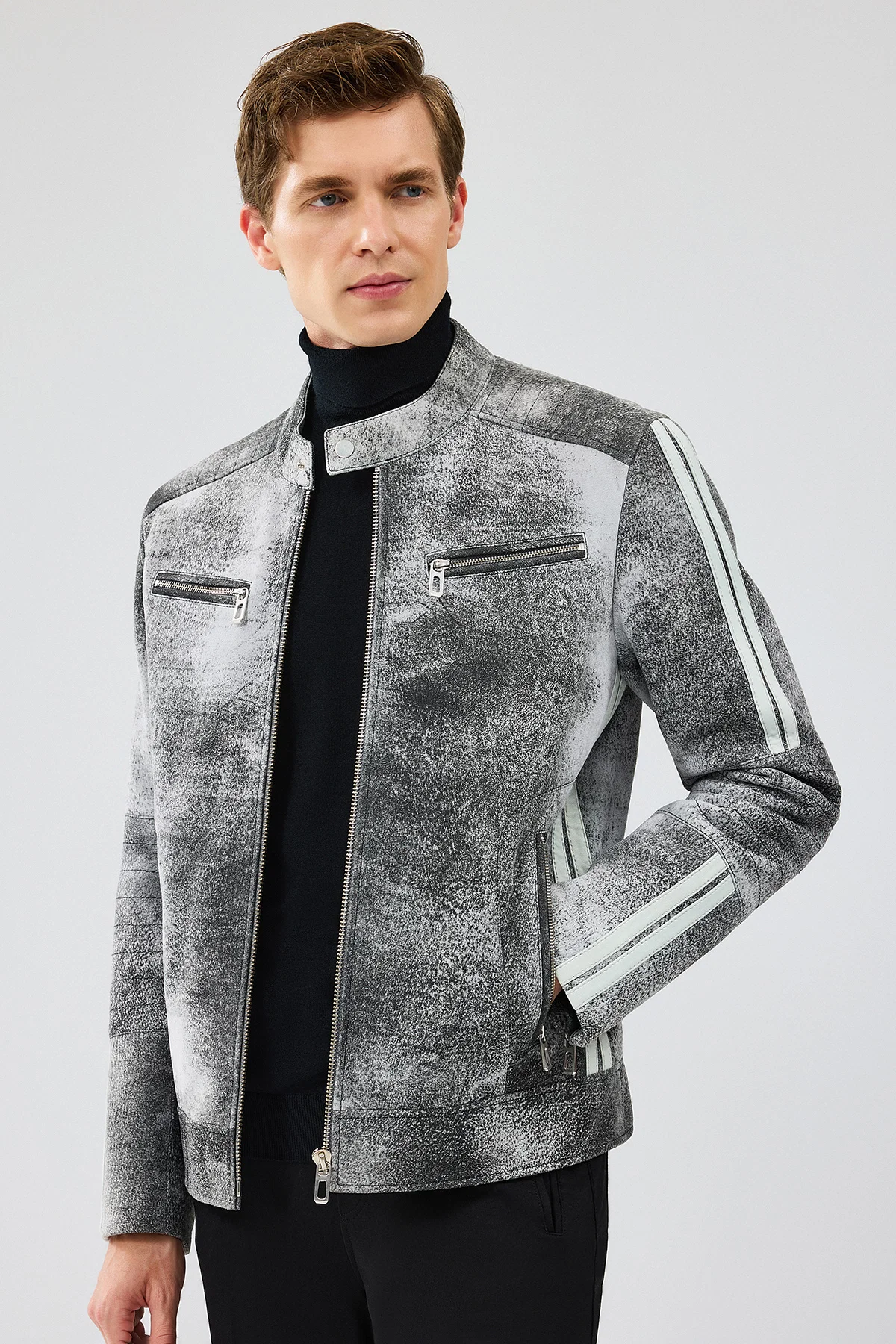 Carrera Erkek Gri Nubuk Deri Spor Ceket - Image 2