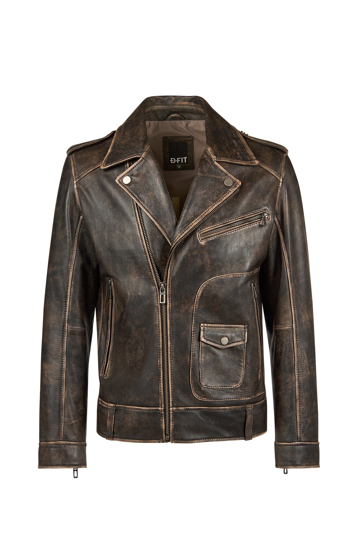 Carter Erkek Kahverengi Biker Deri Mont - Image 2